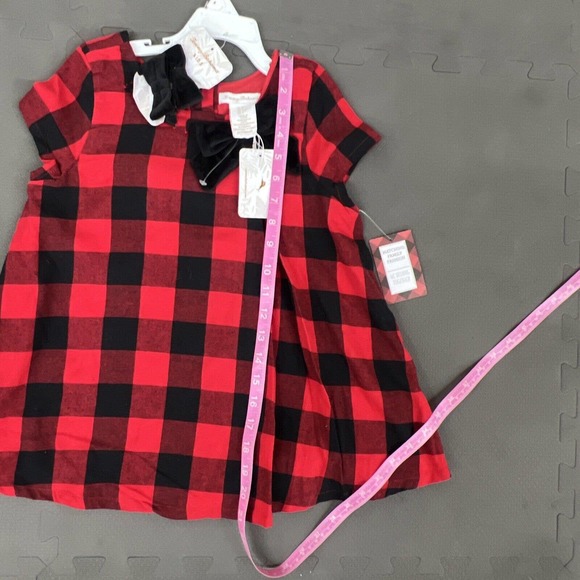 NWT Tommy Bahama red black buffalo plaid Tunic Top girl sz 8 & Hair Bows Charity - Picture 8 of 8